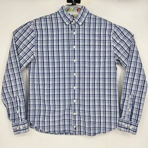 Johnnie O Shirt Mens Medium Button Down Long Sleeve Plaid Casual‎ Blue White